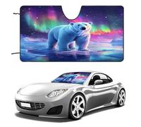 Northern Lights Arctic Bear Front Window Sunshades Foldable Cover for Automotive Car Windproof Windscreen Protection 51"x28"
