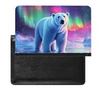 Northern Lights Arctic Bear PU Leather Passport Covers RFID Blocking Wallet Holder with Card Protector Slot Travel Accessories
