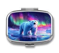 Northern Lights Arctic Bear Small Pill Organizer with 2 Compartments