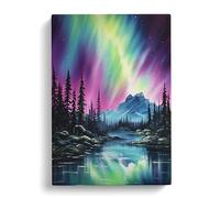 Northern Lights Art Informel Art No.2 Canvas Print | Gallery Wrapped 30mm Frame Wall Decor | 30x20 inches | Ready to Hang | Contemporary Picture | Living Room Bedroom Lounge Office