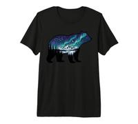 Northern Lights Aurora Borealis Bear Sky Design Premium T-Shirt