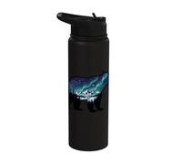 Northern Lights Aurora Borealis Bear Sky Design Stainless Steel Insulated Water Bottle