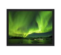 Northern Lights Aurora Borealis Green Large Framed Art Print Poster Wall Decor 18x24 inch