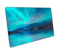 Northern Lights Aurora Borealis Over The Stunning Tromso Fjords Norway Wall Art Print On Canvas Picture For Home Office Decor 91x61cm (36x24In)
