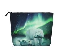 Northern Lights Bear Patterned Single Layer Cosmetic Bag, Travel Toiletry Bag, Suitable for Business Trips and Daily use.