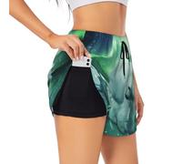 Northern Lights Bear Women's Athletic Shorts Summer Daily Leisure Jogging Cycling Outdoor Exercise Black