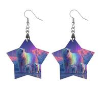 Northern Lights Bear Wood Earrings Personalized Dangle Earring Pendants Charms for Woman Jewelry