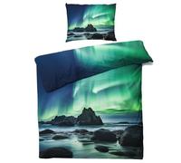 Northern Lights Bedding King Size - Aurora Borealis Duvet Cover Sets 3 Pieces - Reversible Printed Quilt Cover and 2 Pillowcases - 110gsm Soft Brushed Microfiber Bed Set with Zipper Closure