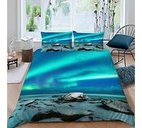 Northern Lights Bedding set 3 pieces Duvet Cover for Kids Children Teens Adults 3D Printed Beach Soft Microfiber Comforter Cover with Zipper 1 Quilt Cover + 2 Pillowcases