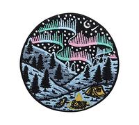 Northern Lights Camping in The Mountains Iron-On Patch | Forest Embroidery Patch, Stars ironable Patch, Sky Iron on Patches, Nature Badges Finally Home