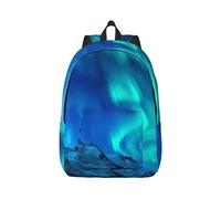 Northern Lights Canvas Backpack Travel Laptop Bag, Anti-Water And Ergonomic Straps For College Work, Black, S