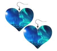 Northern Lights Earrings for Women Trendy, Double-Side Printed Leather Faux Earring, Lightweight Drop Earrings