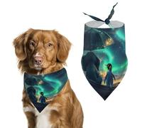 Northern Lights Elephant Penguin on Boat Dog Bandana Adjustable Pet Scarf Bib Cute Triangle Handkerchief for Dogs Cats Gifts