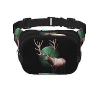 Northern Lights Elk Pattern trendy fashionable waist bag, unisex travel sports messenger bag
