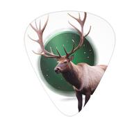 Northern Lights Elk Printed pick set - 12 pieces, thin, medium and thick guitar picks, suitable for guitar, bass, electric guitar and ukulele