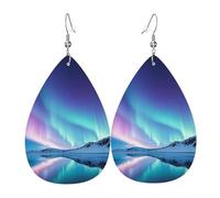 Northern Lights Faux Leather Teardrop Earrings, Fashion Lightweight Drop Dangle Earrings Leather Earrings For Women Weddings, Parties, Ceremonies, Banquets, Gifts