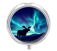Northern Lights Forests and Moose Pill Case Travel Medicine Organizer Box