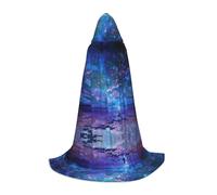Northern Lights Hooded Cape For Teenagers, Unisex Cloak Robe Hooded Halloween Costume Satin Witches Vampire Cloak Fancy Dress Up Children