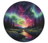 Northern Lights in Norway 1000 Piece Jigsaw Puzzles Round Puzzle for Adults Gifts Difficult Challenge Challenging & Educational Art 1000pcs (67.5x67.5cm)