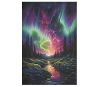 Northern Lights in Norway Adults Wooden Jigsaw Puzzle,3D Puzzle for Kids Wooden Puzzle Toys for Family Game Play Collection Best Gift,Brain Training 1000 Piece (78×53cm)