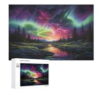 Northern Lights in Norway Jigsaw Puzzles for Kids 1000 Pieces 3d Wooden Puzzle Decompression Game for Adults Women Girl Educational Game Toys （75×50cm）