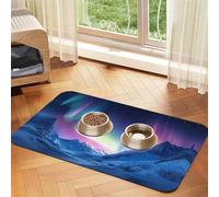 Northern Lights in The Andes Mountains Pet Feeding Mat Dog Cat Eating Food Absorbent Leather Tablecloth for and Water Bowl Waterproof No Stains Quick Dry Non-Slip 23.62 * 15.75IN