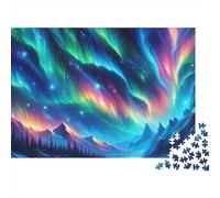Northern Lights Jigsaw Puzzle 1000 Piece Jigsaw Puzzle Paper Adult Suitable Mountain Landscape Focus 38x26cm/1000pcs