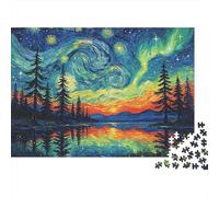 Northern Lights Jigsaw Puzzles 1000 Pieces Recycled Material Starry Sky Adult Jigsaws Developing Boy & Girl‘s Intelligence Parent Child Game Activity 70x50cm/1000pcs