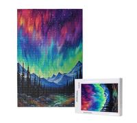 Northern Lights Jigsaw Puzzles for Adults 300 Landscape Puzzle,Wooden Puzzles for Adults with Gift Box,Impossible Puzzle,Challenging High Difficulty Family Activity,Gifts for Men Women,40x28 cm,p1398t