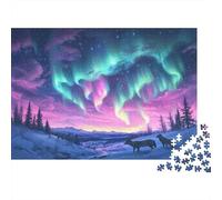 Northern Lights Jigsaw Puzzles Puzzles for Adults Kids. 1000 Pieces Snow Forest Impossible Challenge Toy Educational Games Home Decoration for Educational Games Gifts 1000pcs (75x50cm)