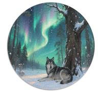 Northern Lights Jigsaw Puzzles Wolf in The Snow Forest Challenge Toy Educational Games Home Decoration for Adults& Teenager Age 14 Years Up 1000pcs (67.5x67.5cm)