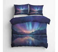 Northern Lights King Szie Duvet Cover Sets - 3 Pcs Aurora Natural Scenery Bedding Set Reversible Soft Microfibre Quilt Covers & 2 Pillowcases with Zipper Closure Gl9l