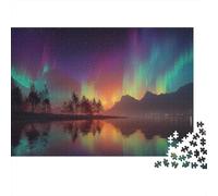 Northern Lights Lake_1 1000 Pieces Jigsaw Puzzle Adults & Family Holiday Puzzle Activity Birthday Gift Sustainable Premium Cardboard 52x38cm/1000pcs