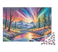 Northern Lights Landscape Family Jigsaw Puzzle 1000 Pieces Party Puzzle Game Educational Game Decompression 52x38cm/1000pcs