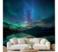Northern Lights Milky Way Self Adhesive Wallpaper Aurora Mountain Landscape Photo Wallpaper 350x256 cm Nature Starry Sky Wall Mural for Bedroom Living Room Removable Poster Qe211D