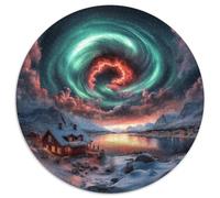 Northern Lights Mind-Stretching 1000-Piece Puzzle in A Round Format with, Lovely As A Gift, Perfect for Thoughtful Teenagers And Adults 1000pcs (67.5x67.5cm)