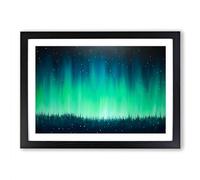 Northern Lights Minimalism Framed Print | A2 Black Framed Wall Art | Ready to Hang | Minimalist Landscape Picture | Living Room Bedroom Lounge Office