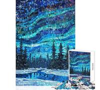 Northern Lights Mosaic 1000 Pieces Jigsaws Adults Puzzles Gifts Mindful Soothing Leisure Game Soothing Stress Free Play (38x26cm)