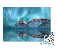 Northern Lights Mountain 1000 Pieces Thick Cardboard Jigsaw Puzzle Couple Partners Brain Training Beautiful Decoration Gift Idea 38x26cm/1000pcs