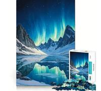 Northern Lights Mountain Lake 1000 Pieces Jigsaws Adults Puzzles Gifts Boost Memory Mental Relax Premium Cut Warm Surprise (38x52cm)