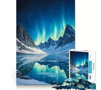 Northern Lights Mountain Lake Hard Jigsaw Puzzle for Adults 1000 Pieces Memory Lift Easy Leisure Image Assembly Artistic Gift (38x26cm)