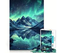 Northern Lights Mountain Lake Jigsaw Puzzles for Adults1000 Pieces Recall Upgrade Peaceful Time Tight Cut Santa Wish List (50x75cm)