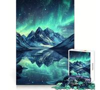 Northern Lights Mountain Lake Jigsaw Puzzles for Adults1000 Pieces Recall Upgrade Peaceful Time Tight Cut Santa Wish List (50x75cm)