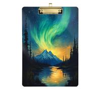 Northern Lights Mountain Paper Clip Board Plastic for Legal Women Basketball Coaches Size 9 x 12