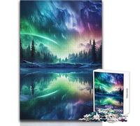 Northern Lights Mountains 1000-piece Jigsaw Puzzles Mindful Learning Fun Game Unique Gift for Joyful Celebrations Size 50x75cm