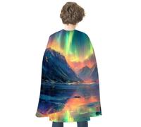 Northern Lights Mountains Reflection Halloween Costumes Cape Dress Up 70cm | Double-Sided Costume Cloak for Cosplay Party Christmas