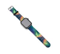 Northern Lights Mountains Reflection Watch Strap Compatible with IWatch Adjustable Silicone Sports Band