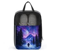 Northern Lights Mountains Winter Pine Tree Shoe Bag for Travel Daily Use Anti-dust Storage Carrier Golf Shoe Pouch