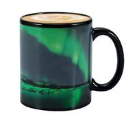 Northern Lights Mug, Magic Color Changing Coffee Cup with Heat Sensitive Design - 350ml Ceramic Tea Mug for Home & Office, Perfect Birthday Valentine Gift (Black)