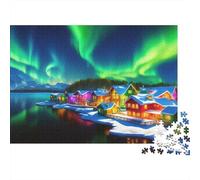 Northern Lights Nordic Village 1000 Piece Jigsaw Puzzle Paper for Adults Scenic Relaxation Gift 70x50cm/1000pcs